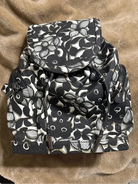 Christian Louboutin Floral Print Backpack - Black & White