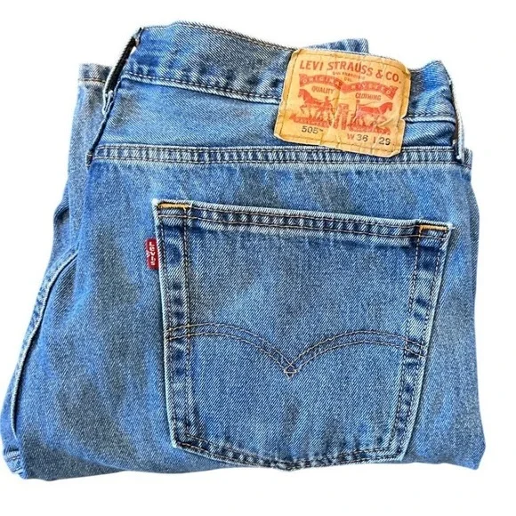 Levi's 505 Jeans Mens 36x29 Straight Leg‎ 100% Cotton Vintage Wash
