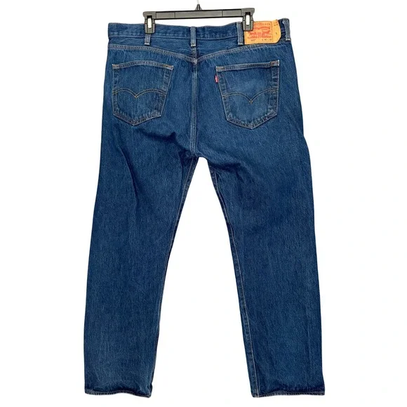Levis 501 Original Fit Mens Jeans 40x32 Blue Denim‎ Button Fly Straight Leg