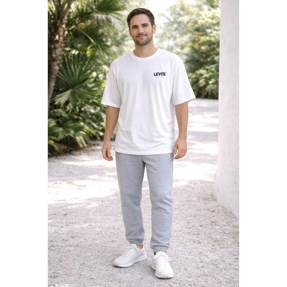 LEVIS New Men's T-shirt Graphic 3XL White Tropical Logo‎ Relaxed Fit 100% Cotton