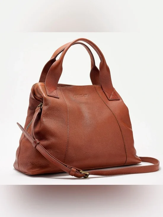 American Leather Co. Ada Triple Entry Leather Satchel