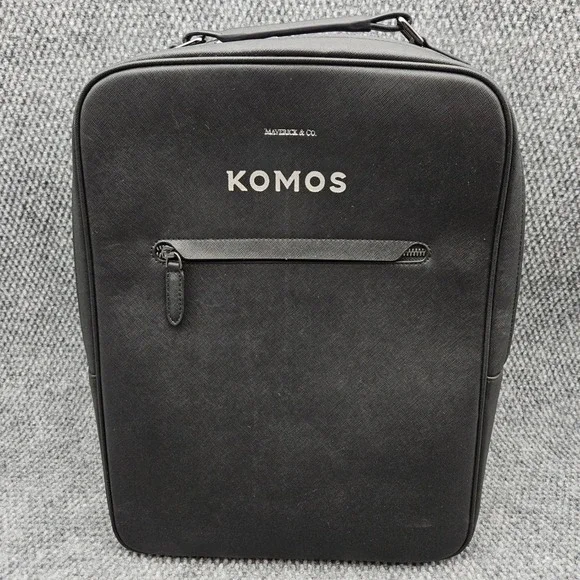Maverick & Co Komos Black Leather Backpack Professional Laptop Bag Travel School
