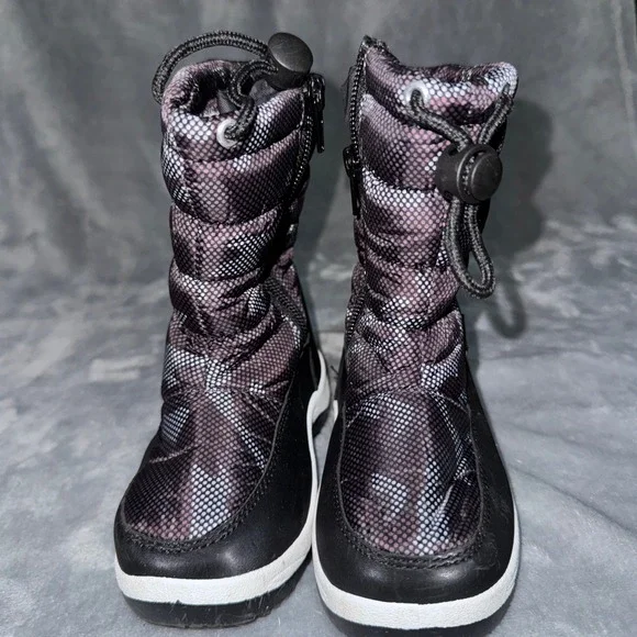 Apakowa Toddler Puffer Snow Boots 26 Black Camo Insulated Zipper
