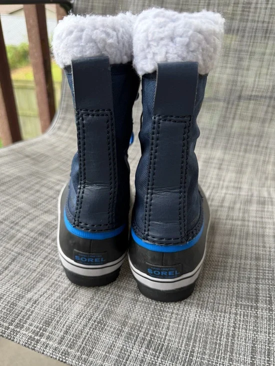 Sorel Kids Navy Blue Winter Boots with White Shearling Cuff