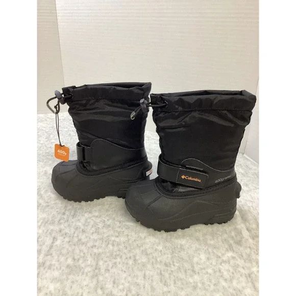 Columbia Childrens Powderbug Forty Snow Boot Black Orange 400g Waterproof Size 9