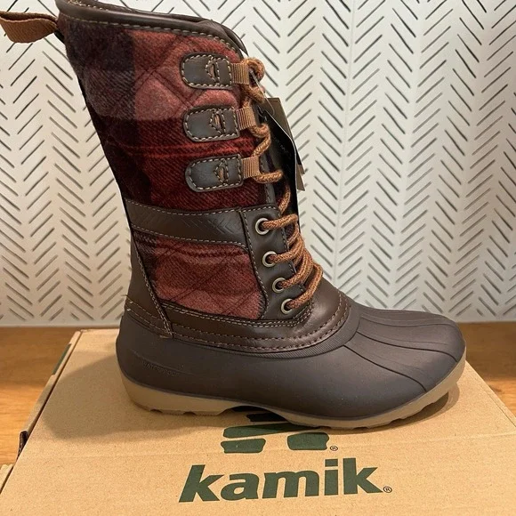 Kamik Sierra Heritage 1898 Waterproof Duck Boots - Dark Brown Quilted Size 1 Kid