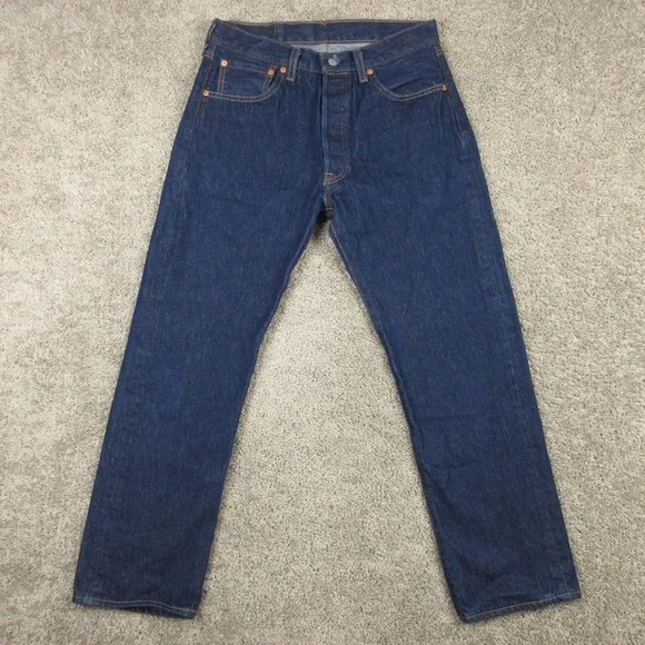 Levis Jeans Mens 32x30 Blue 501 Button Fly Original Straight Dark Denim Pants