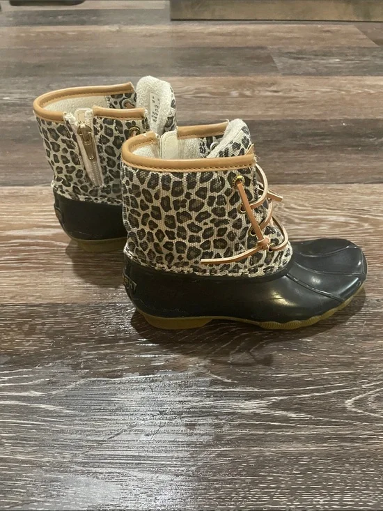 Sperry Kids Leopard-Print Rain & Snow Boots - Black, Tan