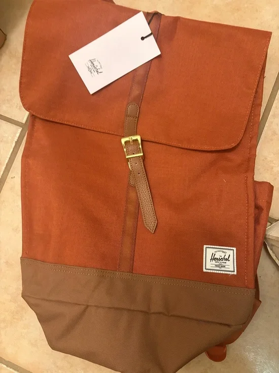 Herschel Supply Company Rust/burnt orange Canvas city Backpack with Brown Trim