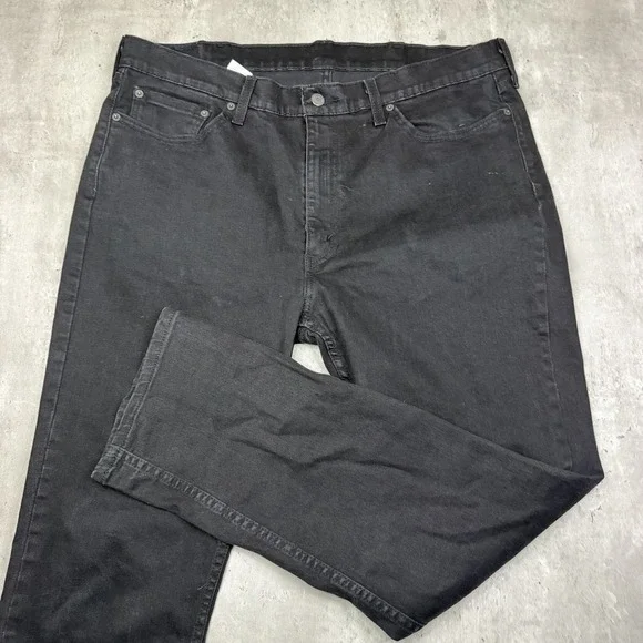 Levi's 514 Straight Fit Jeans Faded Black Denim 38x32 Mens Pants Work USA
