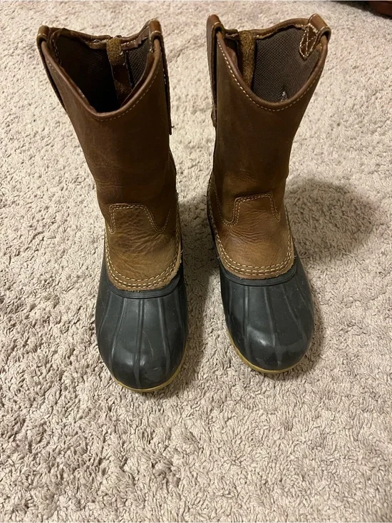 Georgia Boots Kids Brown Duck Rain Boots with Black Rubber Toe
