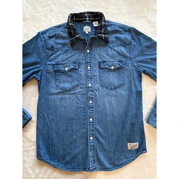 Levi's Blue Fresh Leaves Justin Timberlake Denim Western Shirt Mens M Excellent