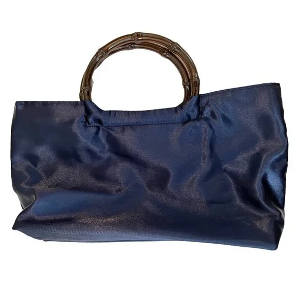 Asian Style Satchel Handbag, Navy