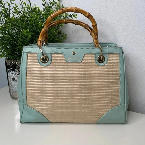 Spartina 449 Sea Salt‎ Bamboo Chic Satchel Bamboo Handle Crossbody Bag Coastal