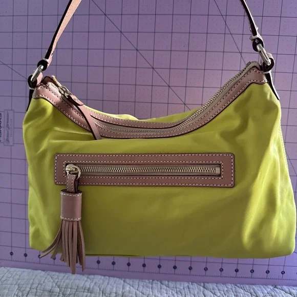KATE SPADE‎ Sam Icon KSNYL Nylon Small Shoulder Bag Greenlight GUC