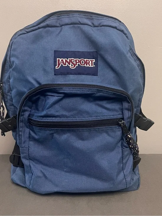 VTG 90s JanSport Backpack Daypack Blue Heavyweight Compression Straps Gorpcore