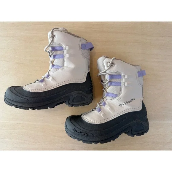 Columbia Youth Bugaboot Plus IV Omni-Heat Winter Boots Grey Purple BY4430-102 3Y