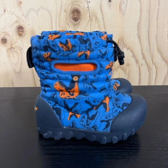 Bogs B-MOC Snow Dino Boots Toddler Size 9 Blue  Waterproof Insulated Faux Fur
