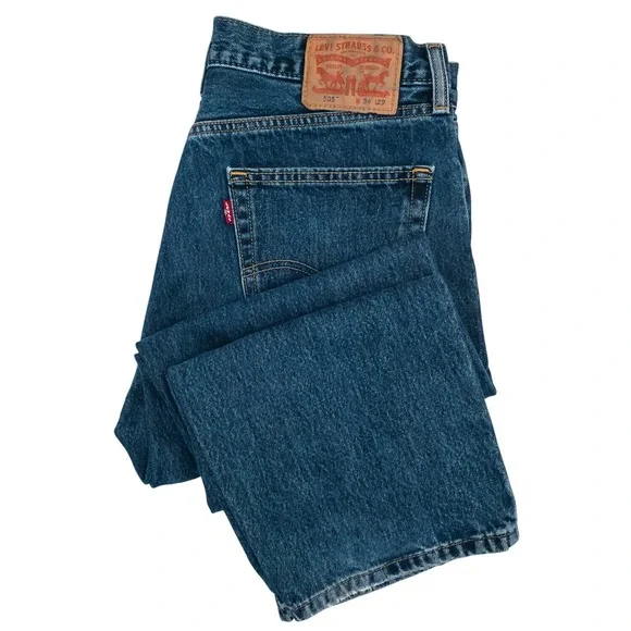 Levi's 505 Regular Fit Jeans Mens 34x29 Indigo Blue Straight Leg Cotton Denim