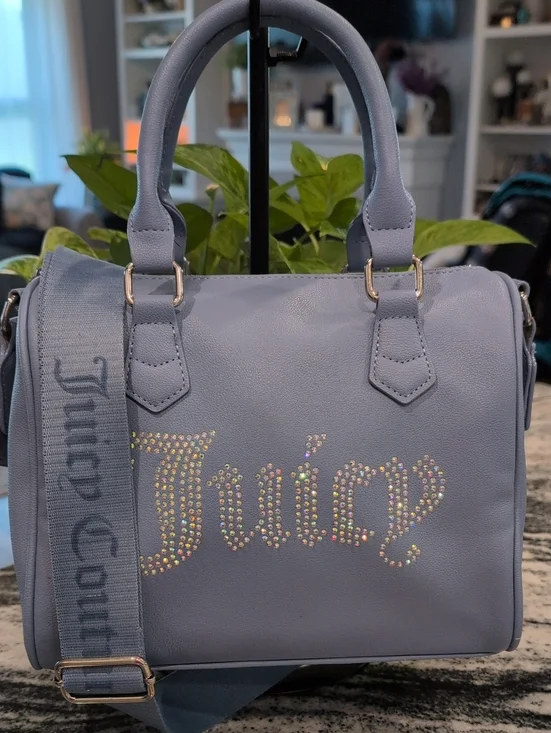 Juicy Couture Periwinkle Rhinestone Logo Satchel