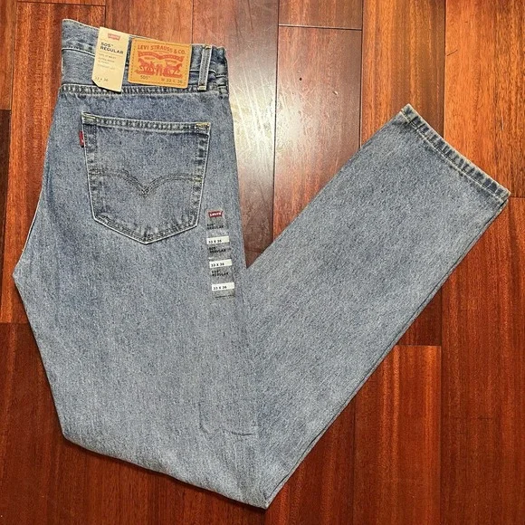 Levis Jeans Mens 33x36 Blue Regular Straight Leg Light Wash Blue Workwear NEW