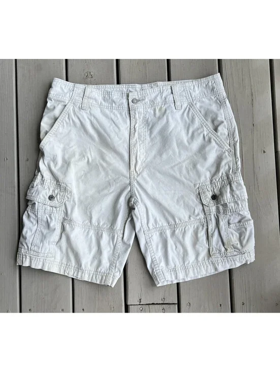 Levis Mens 36x10 Cargo Shorts Cotton Twill Light Khaki Utility Grunge Y2K