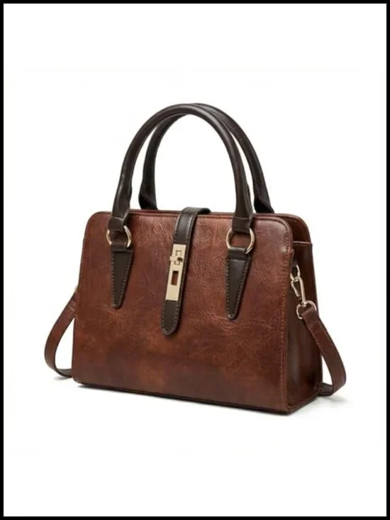 Vintage PU Leather Satchel Handbag Crossbody Shoulder Bag Work Tote
