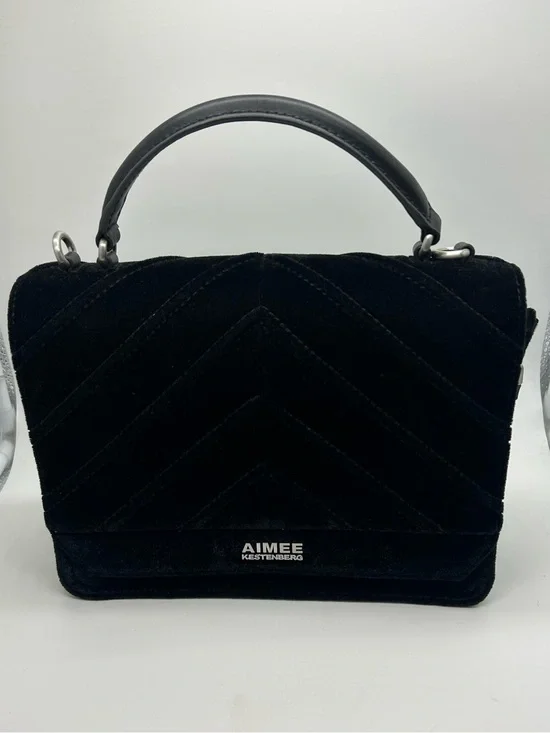 Aimee Kestenberg Black Velvet Chevron Top‎ Handle Satchel