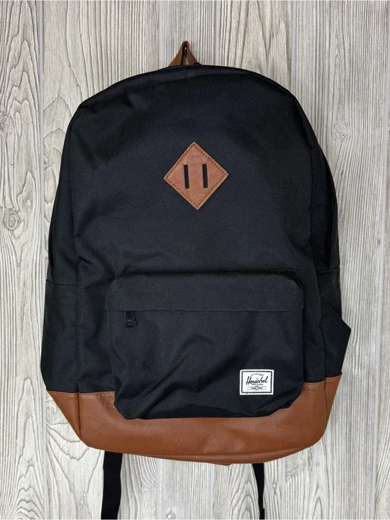 Herschel Supply Co. Heritage Backpack Black Canvas Faux Leather Trim