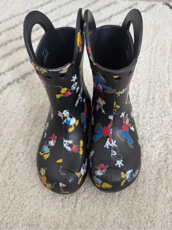 Kids Black Character Rain Boots with Mickey & Friends