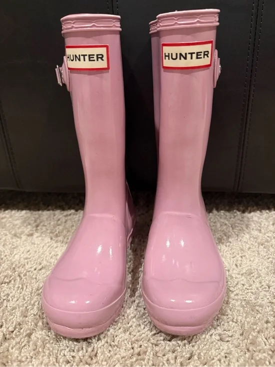 Hunter Kids Pink Glossy Tall Rain Boots