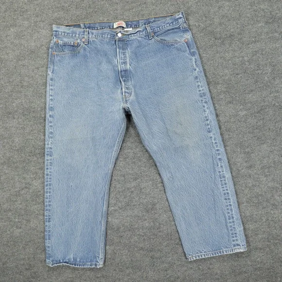 Levis 501 Mens Jeans 42x27 (Tag 48x30) Blue Original Fit Straight Leg Button Fly