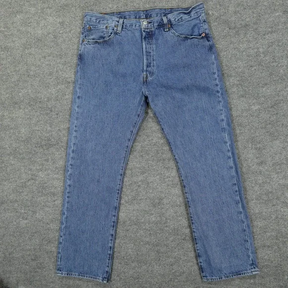 Levis 501 Mens Jeans 36x32 (Tag 38x32) Blue Original Fit Straight Leg Button Fly