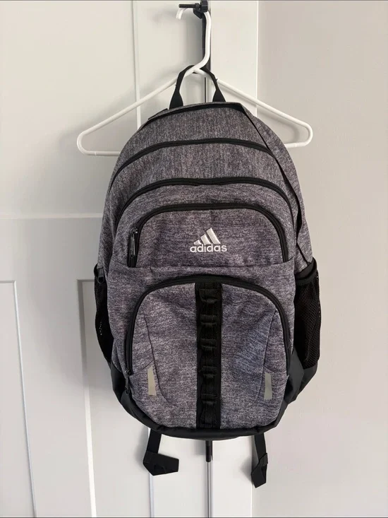 adidas Heather Gray Multi-Pocket Backpack with laptop sleeve