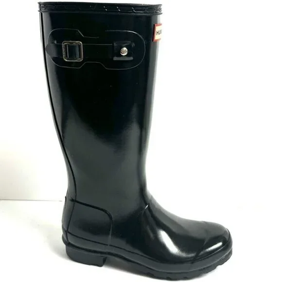 Hunter Original Gloss Rain Boot Black Size 4 M Boys