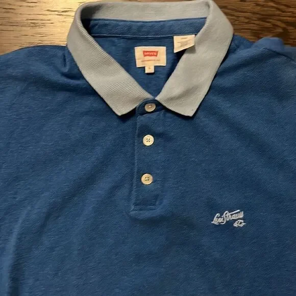 Rare Retro Blue Vintage Brasil Levis Golf Polo Tennis Shirt L vintage old school