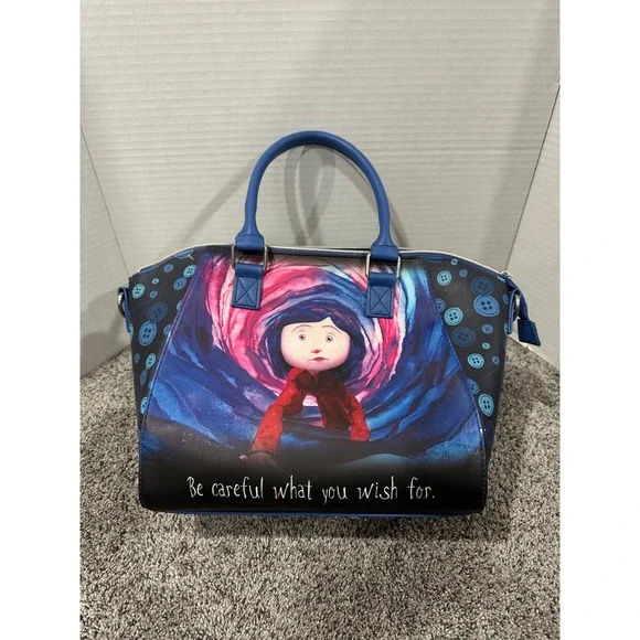 Satchel Bag Loungefly Womens Blue Good Coraline Tunnel Button Graphic OS
