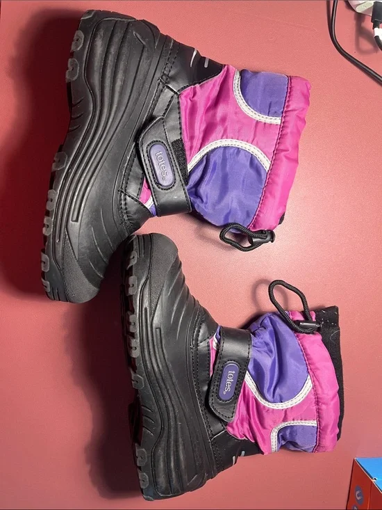totes Kids Pink and Purple Waterproof Winter Boots