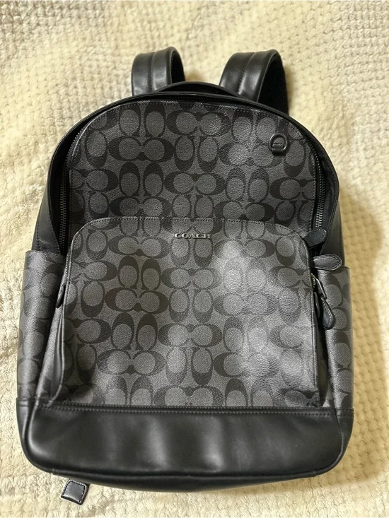 Coach Men's Charcoal/Black Signature Canvas Backpack