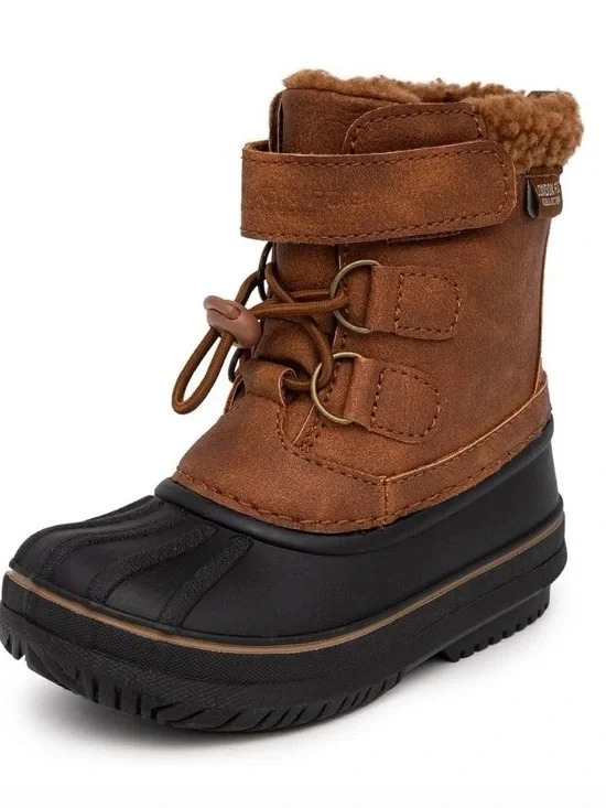 London Fog Collection Boys Brown Oxford Cold Weather Snow Boots Sz 5 and 6