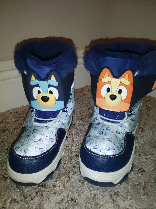 Kids Navy Bluey Character Snow Boots with Plush Cuff