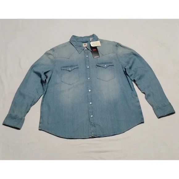 Levi's Barstow Western Shirt XL Denim Pearl Snap Rick Grimes Cosplay NWT