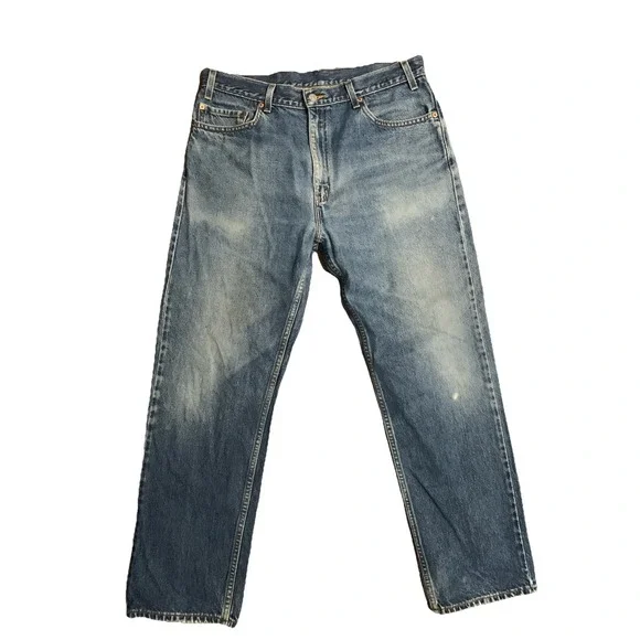 VTG Levi's 505 Classic Straight Leg Jeans 34x30 Wallet Ghost Distressed Med Wash