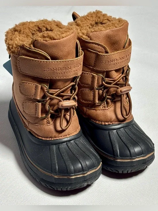 London Fog Lined Winter Snow Boots Toddler Size 6 Brown Black New w Tags