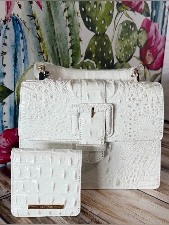 SET Brahmin Small Hallie Sea Salt White Satchel & Jane sea salt white NWT