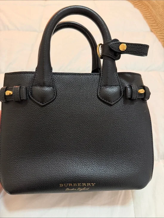 Burberry Black Leather Mini Satchel with Gold Hardware