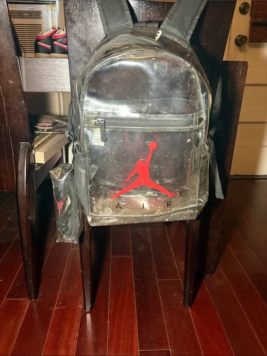 Jordan Clear Backpack with Red Jumpman and Black Trim