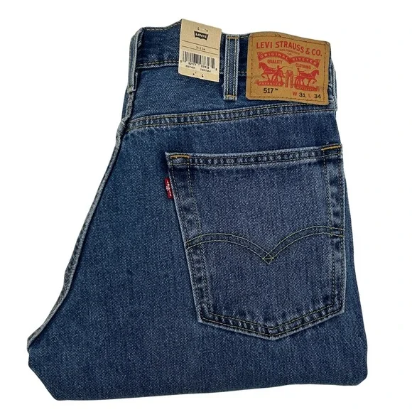 Levi's 517 Bootcut Jeans Mens 31x34 Blue Medium Wash Cotton Denim Cowboy NEW