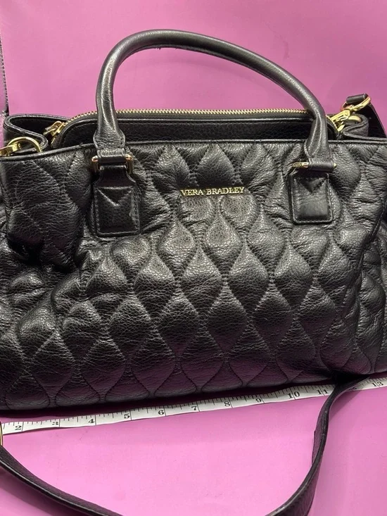 Vera Bradley Black Quilted Satchel with Gold Hardware