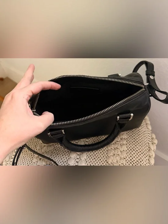 Zadig & Voltaire Black Leather Satchel with Wing Emblem